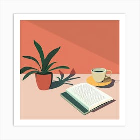 Book And A Cup Of Coffee Art Print