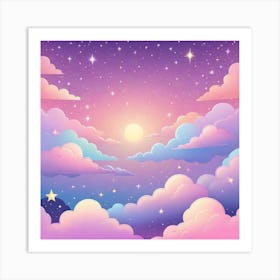 Sky With Twinkling Stars In Pastel Colors Square Composition 285 Art Print