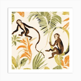 Monkeys In The Jungle 2 Art Print