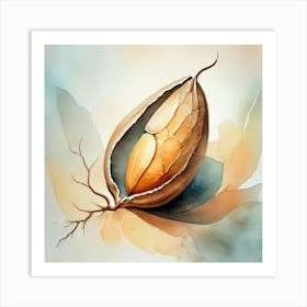 Watercolor Of A Walnut Art Print