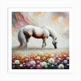 White Horse In A Field Art Print