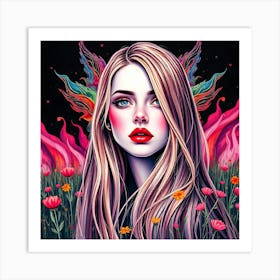 Fairy Girl With Wings Art Print