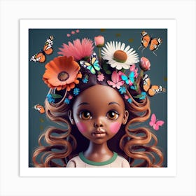 Little Girl With Flowers In Her Hair Art Print