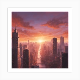 Sunset Cityscape Art Print