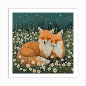 Foxes Fairycore Painting 3 Art Print