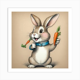 Rabbit Holding Carrots 5 Art Print