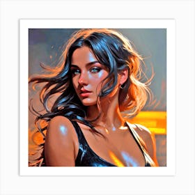 Woman In A Black Top Art Print