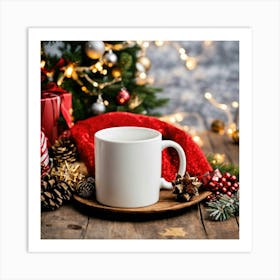 Christmas Background Blank White Mug Mockup Art Print