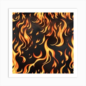 Flames On Black Background 63 Art Print