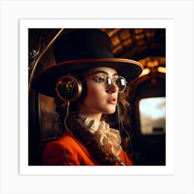 Young Woman In A Top Hat Art Print