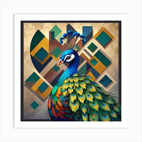 Cubism Art, Peacock Art Print