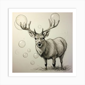 Stag With Bubbles Art Print