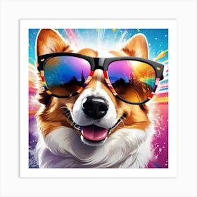 Corgi In Sunglasses 71 Art Print