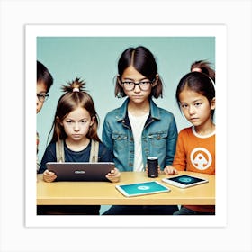 Children Using Tablets Art Print