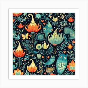 Playful And Whimsical A Pattern Featuring Whimsical Creatures Playful Patterns And A Touch Of Mag 926459648 Art Print