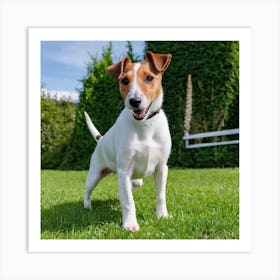 Super Cute Pedigree Smooth Fox Terrier Dog Reste Au Courant Sur La Pelouse Art Print