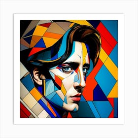 Awareness - Man's Face 02 - Cubism Art Print