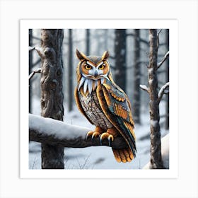 Owl In The Woods 56 Art Print