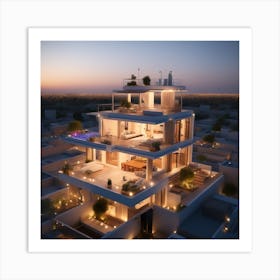 Dubai Villa At Dusk Art Print