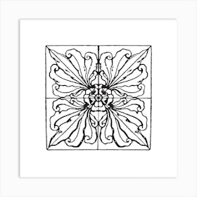 Wrought Iron Tile | Sketched Boho Tile Art Art Print