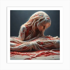 Woman Covered In Blood 1 Art Print