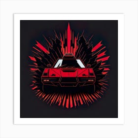 Car Red Artwork Of Graphic Design Flat (170) Art Print