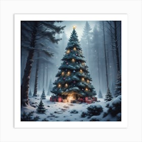 Christmas Tree In The Forest 109 Art Print