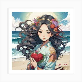 Flower Girl At The Beach 7 1 Art Print