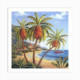 Palm Trees On The Beach 6 Art Print