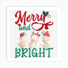 Merry And Bright Rabbit Christmas 1 Art Print