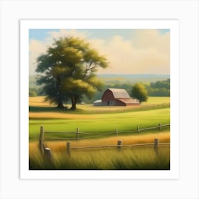 Peaceful Farm Meadow Landscape (10) Art Print