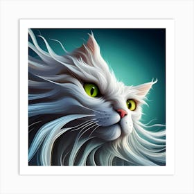 White Cat With Green Eyes 1 Art Print