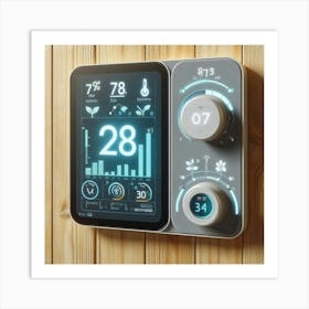 Digital Thermometer On A Wall Art Print