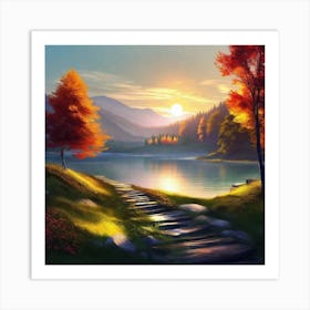 Sunset By The Lake 45 Art Print