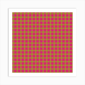 Pink And Yellow Checkered Fabric Art Print