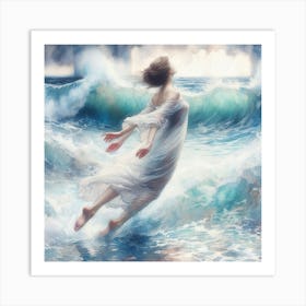 Girl In The Ocean Art Print