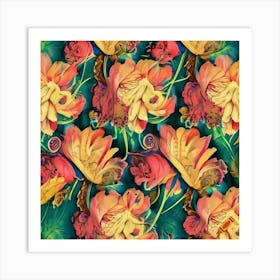 Flowers Design High Resolution Art Print