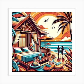 Tahitian Beach House Art Print