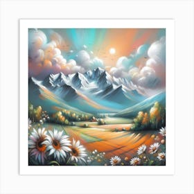 Daisies In The Mountains 1 Art Print