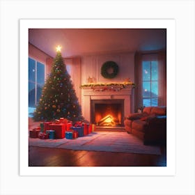Christmas Tree In The Living Room 64 Art Print