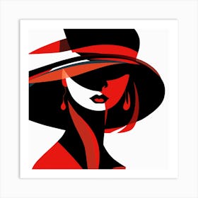 Woman In Red Hat 1 Art Print