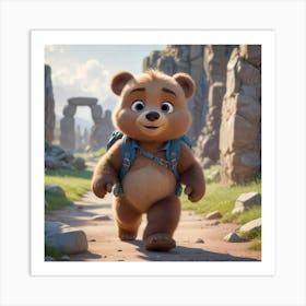 Bear At Stonehenge Art Print