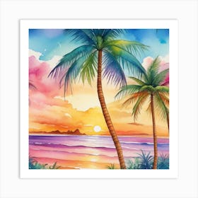 SUNSET PALM BEACH Art Print