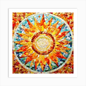 Mosaic Sun A Sun Created From A Mosaic Of Small Tiles 21 Art Print