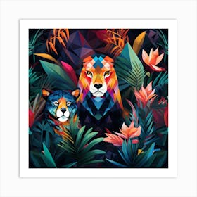 Lions In The Jungle 2 Art Print