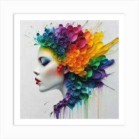 Colorful Woman'S Head Art Print