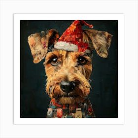 Christmas Airedale 6 Art Print