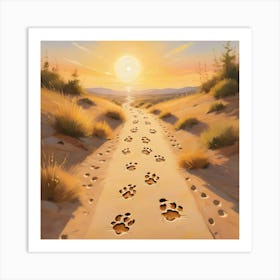 Paw Prints In The Sand Art Print