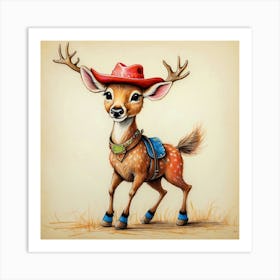 Cowboy Deer 4 Art Print