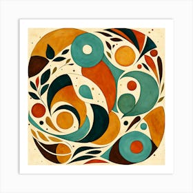 Abstract Painting, Floral Pattern, Abstract Piece With Organic Shapes And Earthy Colors art print 1 Art Print